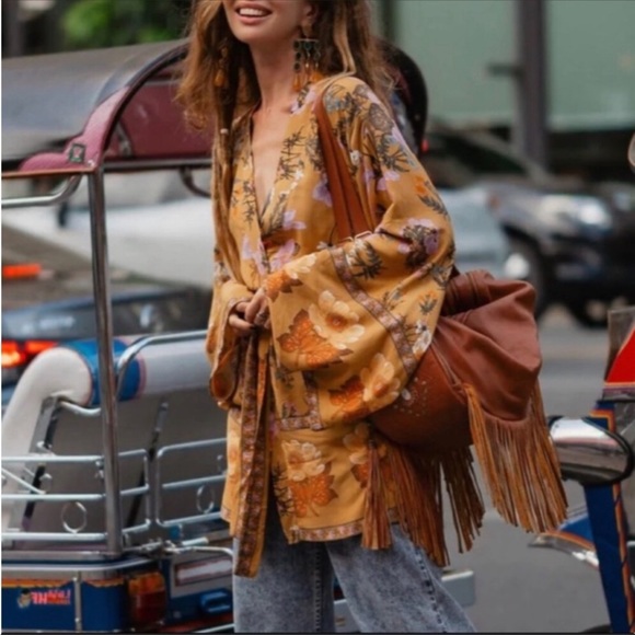 #77NEW! Wild Bloom Vintage Print Floral kimono Jacket/Top - Picture 7 of 9